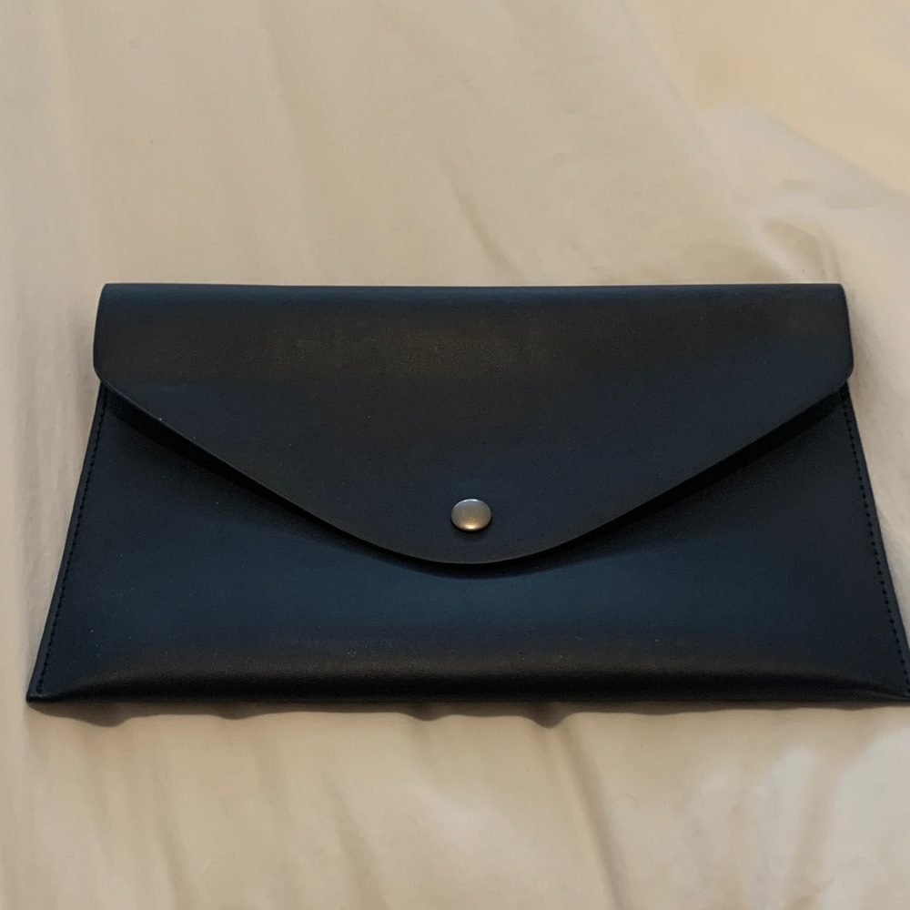 J. Crew Navy and Gold Envelope Clutch